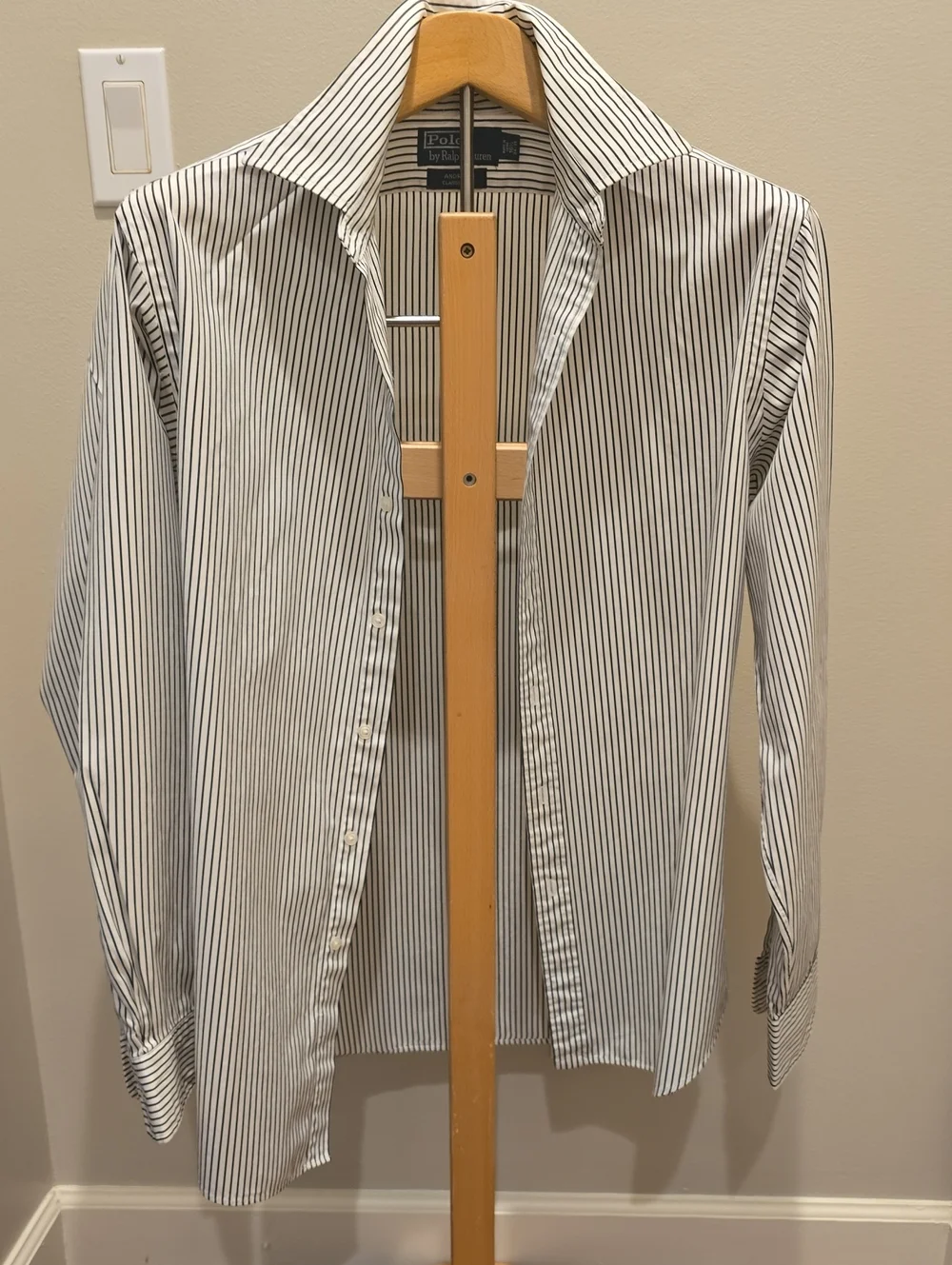 Polo by Ralph Lauren White Dress Shirt with Black Pinstripes